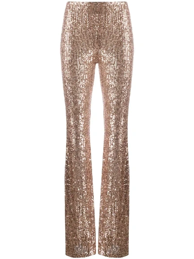 Alchemy Sequin-embellished Flare Trousers In Gold