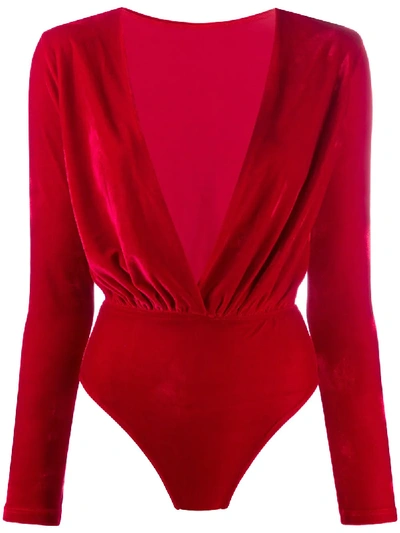 Alchemy Plunging V-neck Bodysuit In Red