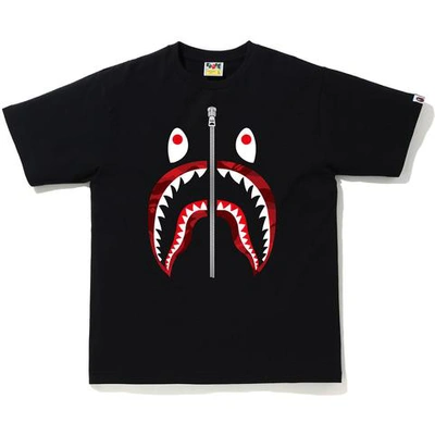 Pre-owned Bape Color Camo Shark T-shirt (ss20) Black/red