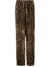 Dolce & Gabbana Leopard-print Silk Pajama Bottoms In Neutrals