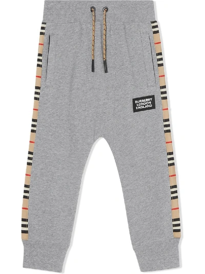 Burberry Kids' Icon Stripe Tracksuit Bottoms In Grey