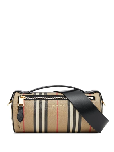 Burberry The Vintage Check Barrel Bag In Brown