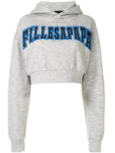 Filles À Papa Cropped-kapuzenpullover Mit Logo In Grey