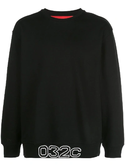 032c Embroidered Hem Cotton Sweatshirt In Black