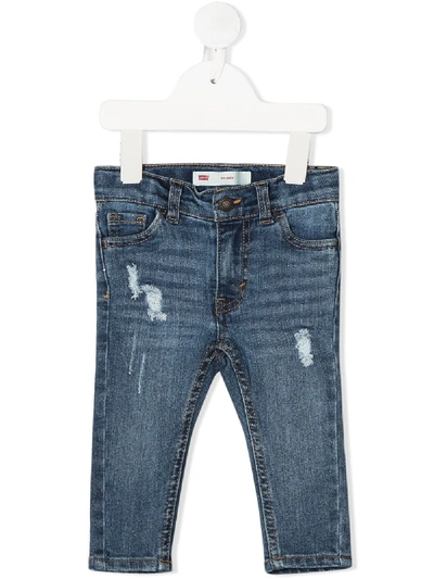 Levi's Babies' Straight Leg Ripped Detail Jeans In Blue