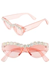 RAD + REFINED 50MM CHUNKY CRYSTAL EMBELLISHED SUNGLASSES,1234-079