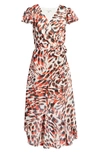 JULIA JORDAN ANIMAL PRINT CHIFFON FAUX WRAP DRESS,JJ38104