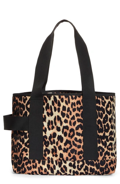 Ganni Leopard Print Recycled Polyester Tote Bag