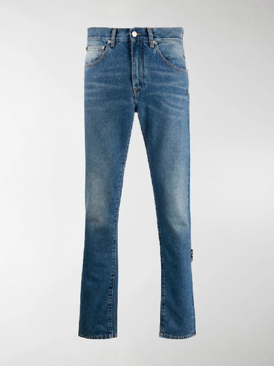 Off-white Diagonal Stripes Straight-leg Jeans In Blue