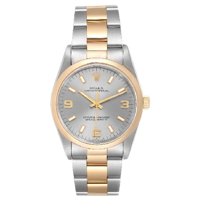 Rolex Oyster Perpetual Domed Bezel Steel Yellow Gold Mens Watch 14203 In Not Applicable