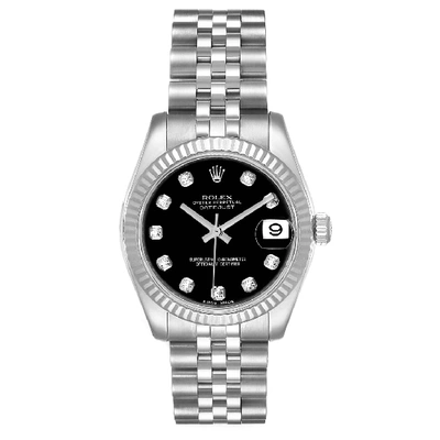 Rolex Datejust Midsize Steel White Gold Black Diamond Dial Watch 178274 In Not Applicable