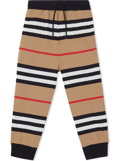 Burberry Teen Icon Stripe 运动裤 In Beige