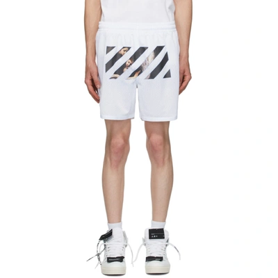 Off-white Caravaggio Stripe Print Shorts In White