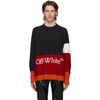 OFF-WHITE NAVY & RED COLOR BLOCK SWEATER