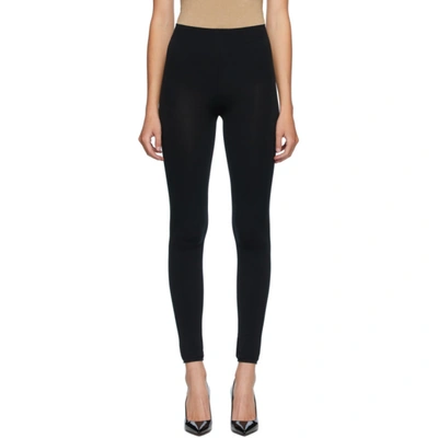 Wolford Black Amina Muaddi Edition Faux-leather Leggings In Nero