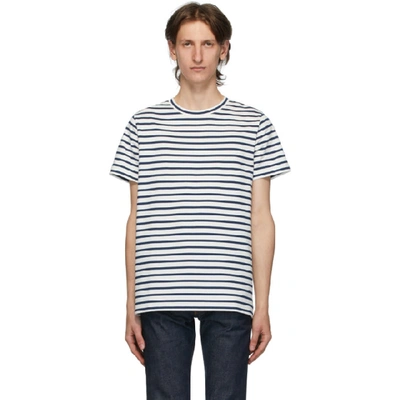 Apc Michael Striped Cotton-jersey T-shirt In White,blue