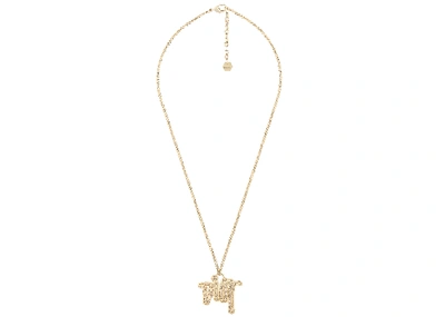 Pre-owned Dior And Shawn Pendant Necklace Gold-tone Brass With Crystals