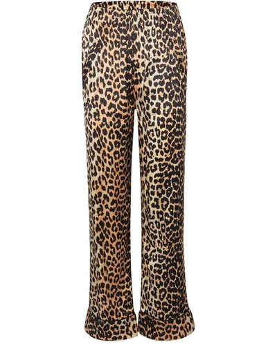 Ganni Silk Leopard Printed Trousers