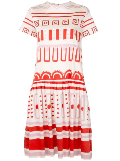 Vivetta Geometric-print Flared Dress In Neutrals