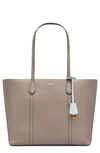 Tory Burch Perry Leather Tote Bag In Grey