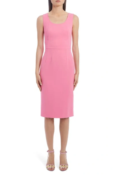 Dolce & Gabbana Scoop Neck Sheath Dress In Pink