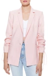 ALICE AND OLIVIA LESTER RUCHED SLEEVE LINEN BLEND BLAZER,CC005404202