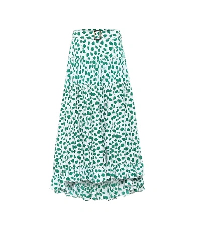 Alexandra Miro Penelope Leopard-print Cotton Maxi Skirt In Green