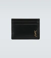 SAINT LAURENT TINY CASSANDRE LEATHER CARD HOLDER,P00492131