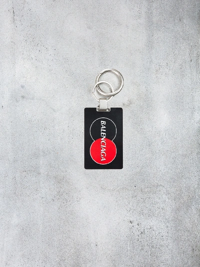 Balenciaga Uniform Logo Keyring In Black