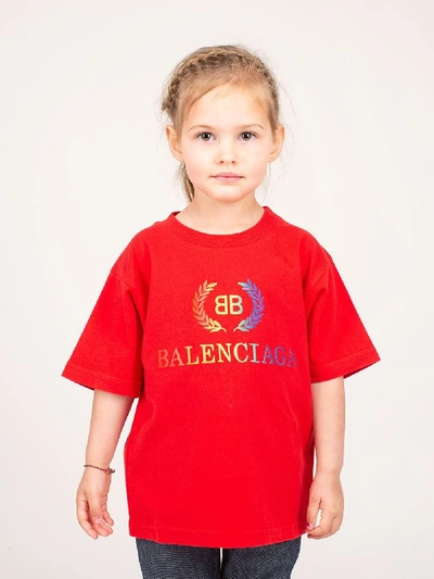 Balenciaga Kids T-shirt Shortsleeve In Red