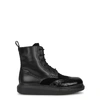 ALEXANDER MCQUEEN HYBRID BLACK LEATHER ANKLE BOOTS,3389138