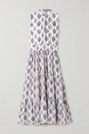 CHLOÉ TIERED PRINTED SILK CREPE DE CHINE MIDI DRESS