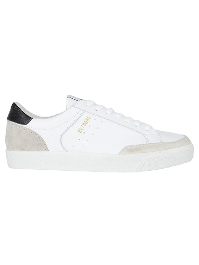 Re/done 90s Skate Leather And Distressed Suede Trainers In White Marble Green