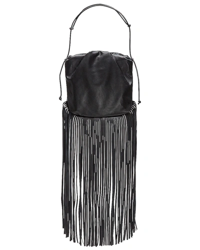 Bottega Veneta The Fringe Pouch Shoulder Bag In Black & Silver