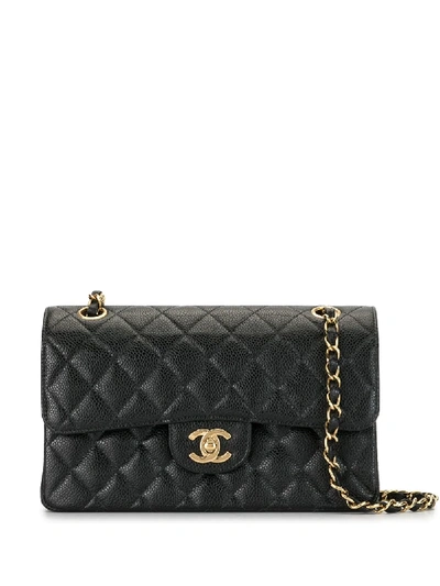 Pre-owned Chanel 2003 Double Flap Chain Shoulder Bag In Black