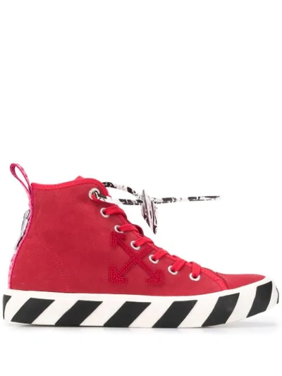 Off-white Men's Suede Vulcanized Mid-top Sneakers In Red