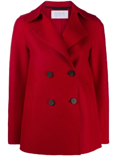 Harris Wharf London Double-breasted Short Peacoat In Red