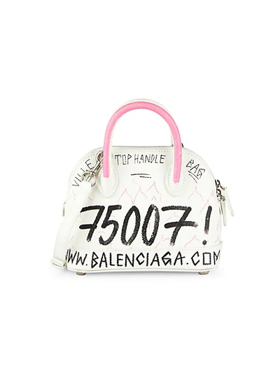 Balenciaga Ville Leather Top Handle Bag In White Multi