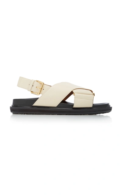 Marni 20mm Fussbett Leather Sandals In White,black