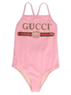 Gucci Kids' Logo Printed Lycra One Piece Swimsuit In Pink