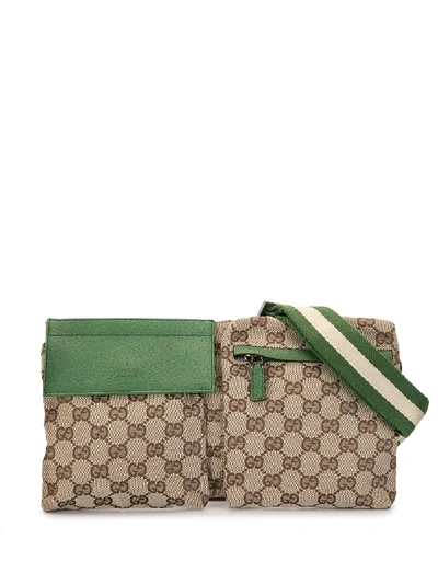 Pre-owned Gucci Shelly Line Gg Waist Pouch In Brown