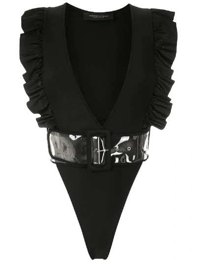 Adriana Degreas Ruffled High-leg Swim Suit In Black