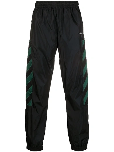 Off-white Diagonal Stripe Track Trousers In Black,green