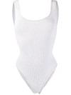 Reina Olga Ruby Ribbed High-rise Swimsuit In White