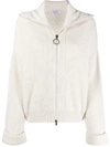 BRUNELLO CUCINELLI RIBBED KNIT ZIP CARDIGAN