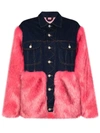 Natasha Zinko Oversized Faux-fur Denim Jacket In Blue