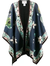 LA DOUBLEJ BUTTERFLY BLU PRINT PONCHO