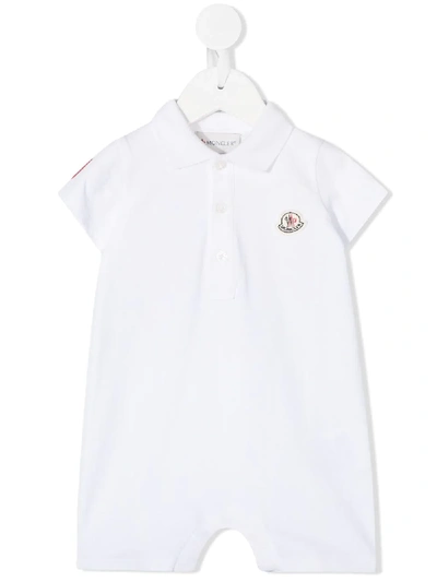 Moncler Babies' Logo Patch Polo Romper In White