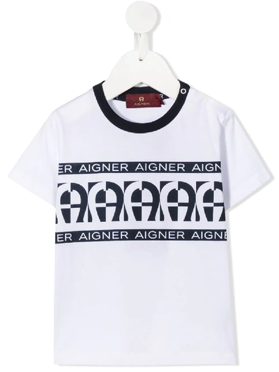 Aigner Babies' Repeat Logo T-shirt In White