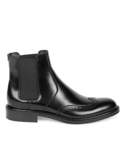 Saint Laurent Ceril Brogue-detail Leather Chelsea Boots In Nero